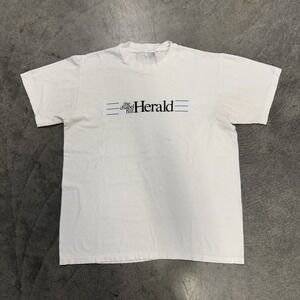 Vintage 80s Chapel Hill Herald Newspaper T-Shirt Stedman USA Large White